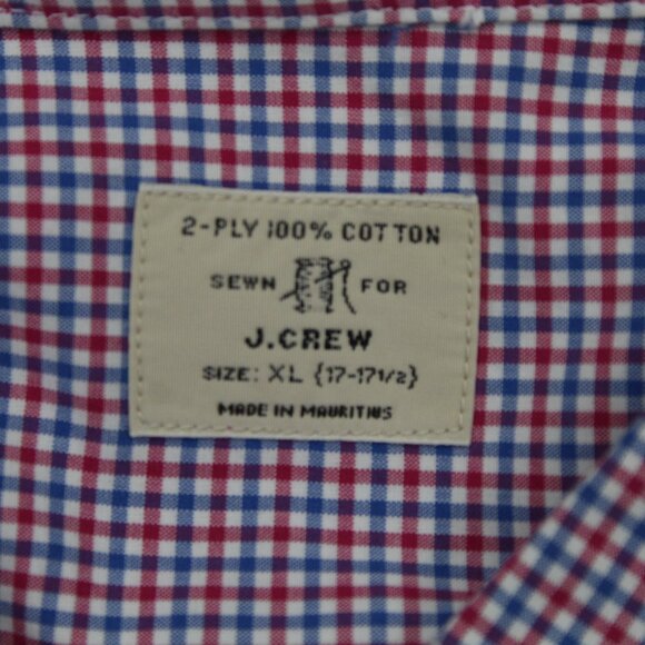 J. Crew Shirt Mens XL,  17-17 1/2 Red/Blue Checkered 2 Ply 100% Cotton L/S - Picture 7 of 12